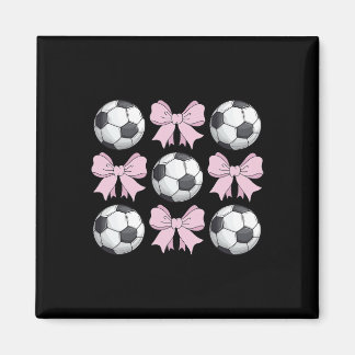Voetbal Coquette Strik Cute Voetbal Grafisch Voor  Magneet