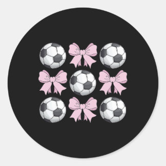 Voetbal Coquette Strik Cute Voetbal Grafisch Voor  Ronde Sticker