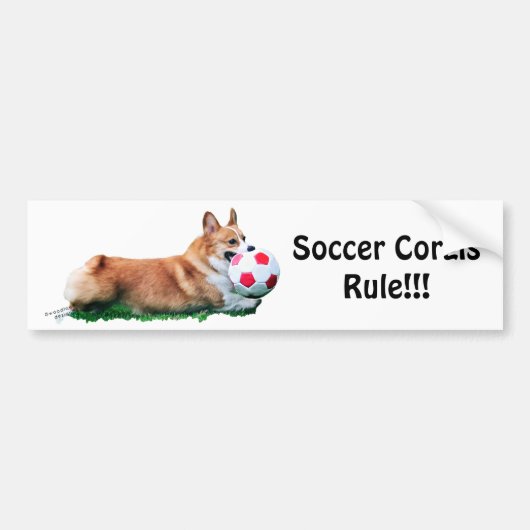 Voetbal Corgis ROCK! Bumpersticker (Voorkant)