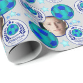 Voetbal Crest Aangepaste Foto Cadeaupapier (Rol Hoek)