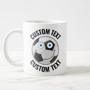 Voetbal Custom Happy Face & gepersonaliseerde teks Grote Koffiekop