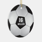 Voetbal Custom Name Number Keramisch Ornament (Rechts)