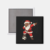 Voetbal Dabbing Kerstman Afro-Amerikaanse Kerstmis Magneet (Voorkant / Achterkant)