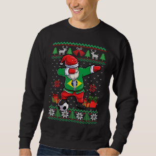 Voetbal Dabbing Santa Brazilië Vlag Lelijke Kerstm Trui