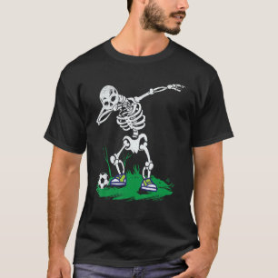 Voetbal Dabbing Skeleton Grappig Halloween T-shirt