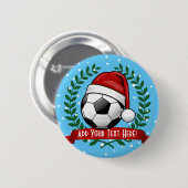 Voetbal die Kerstmis van het Pet van de Kerstman Ronde Button 5,7 Cm (Voorkant /achterkant)