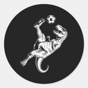Voetbal Dinosaur Kinderen Jongens Mannen Voetbal  Ronde Sticker