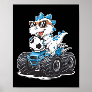 Voetbal Dinosaur T-rex Monster Truck Kinderen Jong Poster