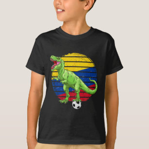 Voetbal Dinosaur Trex Colombia Vlag Jongens Meisje T-shirt