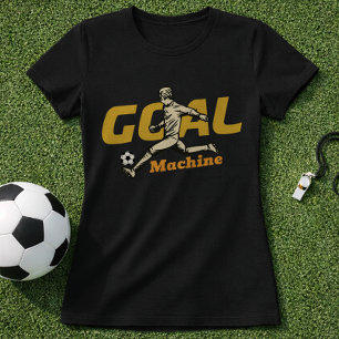 Voetbal Doel Machine Vintage Speler Illustratie T-shirt