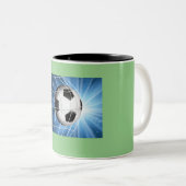 Voetbal Doel Ontwerp voor Kinderen 9-10 Tweekleurige Koffiemok (Voorkant rechts)