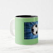 Voetbal Doel Ontwerp voor Kinderen 9-10 Tweekleurige Koffiemok (Voorkant links)