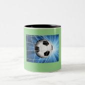 Voetbal Doel Ontwerp voor Kinderen 9-10 Tweekleurige Koffiemok (Center)