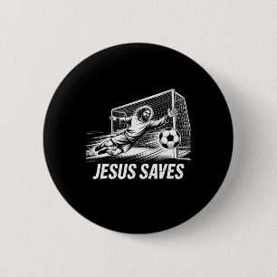 Voetbal Doelman Keeper Jezus Redt Christelijke Soc Ronde Button 5,7 Cm