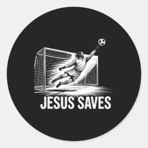 Voetbal Doelman Keeper Jezus Slaat Christelijke Vo Ronde Sticker