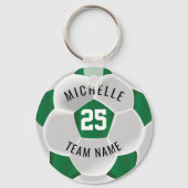 Voetbal - Donkergroen en wit Sleutelhanger (Voorkant)