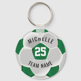 Voetbal - Donkergroen en wit Sleutelhanger