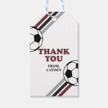 Voetbal donkerrood verjaardagsfeest cadeautags