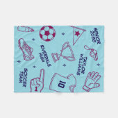Voetbal Doodle Patroon Aangepaste Tekst Senior Cad Fleece Deken (Voorkant (Horizontaal))