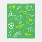 Voetbal Doodle Tekening Aangepaste Naam Senioren A Fleece Deken (Voorkant)