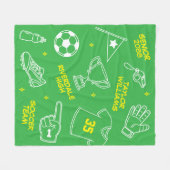 Voetbal Doodle Tekening Aangepaste Naam Senioren A Fleece Deken (Voorkant (Horizontaal))