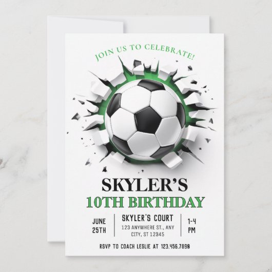 Voetbal Doorbraak 10e Verjaardagsfeest Kaart (Voorkant)