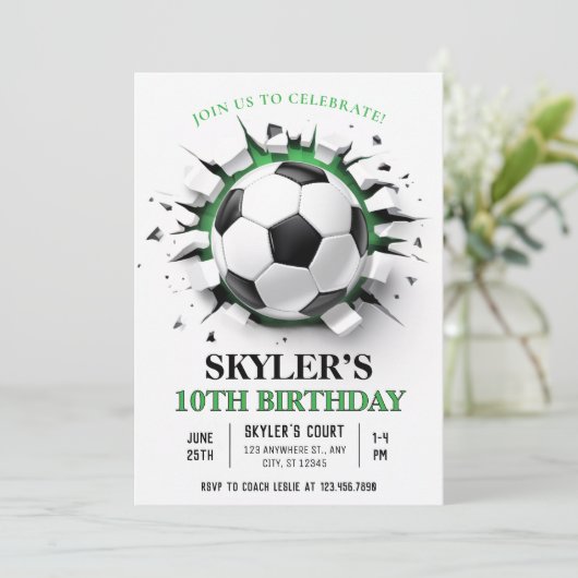 Voetbal Doorbraak 10e Verjaardagsfeest Kaart (Staand voorkant)