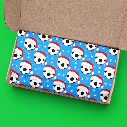 Voetbal dragen Santa's Pet & Snowflakes Blauw Tissuepapier