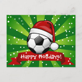 Voetbal Dragen van een Santa Hat Christmas Feestdagenkaart