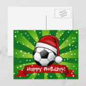 Voetbal Dragen van een Santa Hat Christmas Feestdagenkaart (Voorkant / Achterkant)