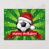Voetbal Dragen van een Santa Hat Christmas Feestdagenkaart (Voorkant)