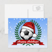 Voetbal Dragen van een Santa Hat Christmas Feestdagenkaart (Voorkant / Achterkant)