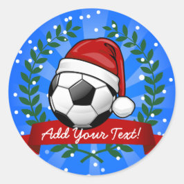 Voetbal Dragen van een Santa Hat Christmas Ronde Sticker