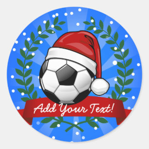 Voetbal Dragen van een Santa Hat Christmas Ronde Sticker
