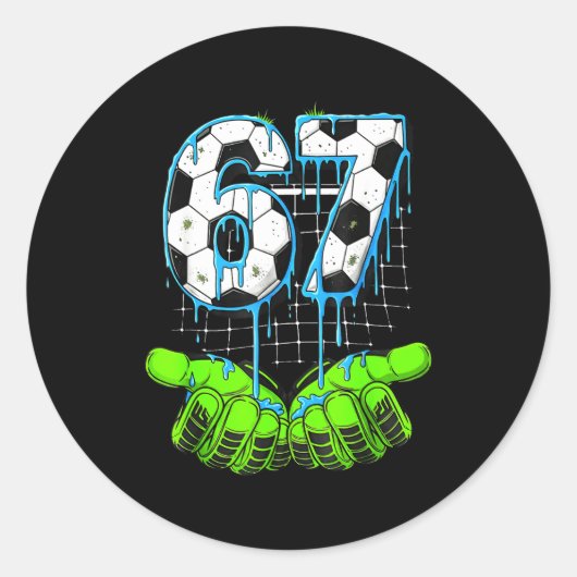 Voetbal Drip 67 Zes Zeven Grappige Gen Alpha Meme  Ronde Sticker (Voorkant)