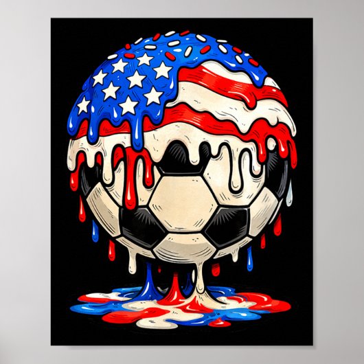 Voetbal drip amerikaanse vlag spikkels patriottisc poster (Voorkant)