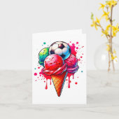 Voetbal Drip Ice Cream Waterverf Cone met Sprinkl Kaart (Gele Bloem)
