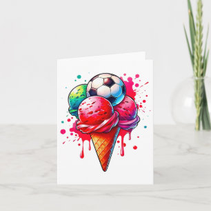 Voetbal Drip Ice Cream Waterverf Cone met Sprinkl Kaart