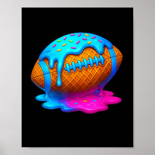 Voetbal Drip Ijs Druppelende Jongens Waffel Kegel Poster