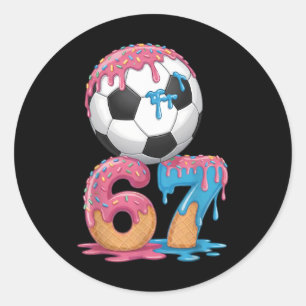 Voetbal Drip Nummer 67 Jongens Voetbalspeler 67 Ronde Sticker