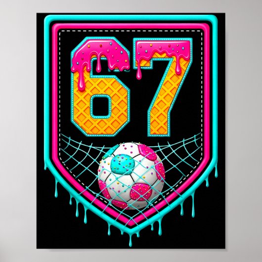Voetbal Drip Nummer 67 Voetballer Poster (Voorkant)