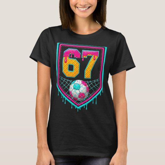 Voetbal Drip Nummer 67 Voetballer T-shirt (Voorkant)