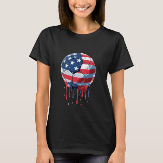 Voetbal Drip Patriottisch Smeltend Ijsje USA Vlag  T-shirt