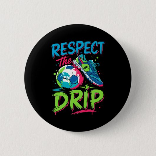 Voetbal Drip Smeltend Ijs Respecteer De Drip Jonge Ronde Button 5,7 Cm (Voorkant)