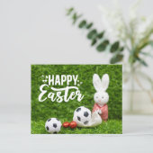 Voetbal Easterfor Soccer Player with Eggs Feestdagenkaart (Staand voorkant)