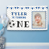 Voetbal Eén 1e Verjaardagsfoto Verjaardagsfeestje Spandoek