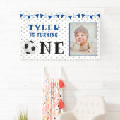 Voetbal Eén 1e Verjaardagsfoto Verjaardagsfeestje Spandoek (Insitu)