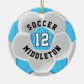 Voetbal ⚽ een babyblauw en wit keramisch ornament (Voorkant)