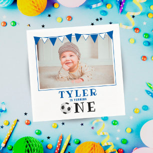 Voetbal Een eerste verjaardag Foto van Birthday Pa Servet