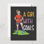 Voetbal - een meisje met doelstellingen briefkaart (Voorkant / Achterkant)